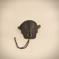 Bull Shaped Head Waist Bag Versatile PU Leather Belt Pouch Retro Design Fanny Pack for Casual Outings