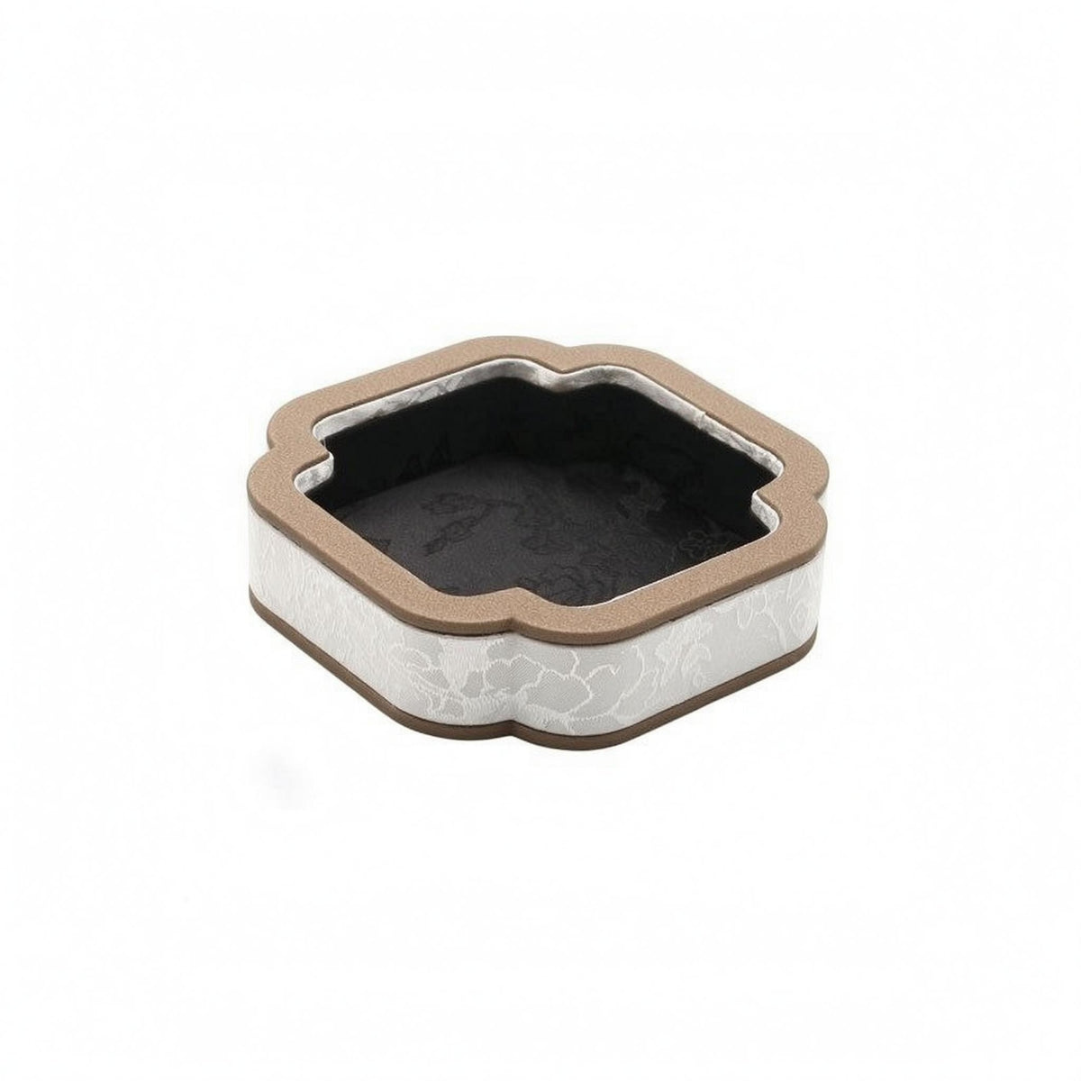 Patterned Surface Scalloped Display Tray Contrasting Trim Rectangular Jewelry Tray Raised Sides Home Decor Shallow for Product Photography