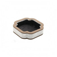 Patterned Surface Scalloped Display Tray Contrasting Trim Rectangular Jewelry Tray Raised Sides Home Decor Shallow for Product Photography