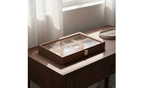 Multi-Compartment Jewelry Organizer Elegant Design Walnut Finish Jewelry Tray Suede Lined Band Holder Holder Sturdy Construction