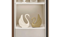 Elegant Swan Figurine Matte Swan Statue Sculpted Sculptures with Ribbed Wings Minimalist for Homeowners, Art Lovers, Living Room, TV Cabinet, Entryway