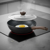 Granite Frying Pan Set Gas Cooktop Nonstick Frying Pan Set Easy to Clean Stone Coating Skillet for Home Cooking, Stovetop