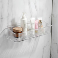 Transparent Adhesive Wall Shelf Clear Bathroom Organizer Waterproof Wall Mounted Shelf Compact for Vanity