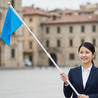 Adjustable Length Telescopic Flagpole Lightweight Telescoping Flagpole Long-Lasting PVC Material Handheld Flag Stick Decorative Golden Ball Top for Parades, Travel