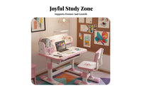 Widened Desktop Childrens Study Desk and Chair Set Safe & Long-Lasting Kids Desk and Chair Set Easy to Assemble Student Writing Table with Storage for Students, Teenagers, Girls, Bedroom, Home, Playroom