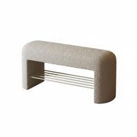 Modern Minimalist design Sherpa-Covered Shoe Bench Soft Padded Seat Home Storage 2-in-1 Design Household Furniture Sturdy for Families, Apartment Dwellers, Homeowners, Entryway, Living Room, Bedroom, Hallway