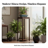 Mortise and Tenon Joinery Multi-Tier Flower Rack complimentarystanding Multi-Tier Wooden Stand No Assembly Required Plant Shelf Modern Oriental Design for Bonsai lovers, Apartment Dwellers, Living Room, Balcony, Sunroom, Entryway
