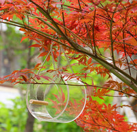 Acrylic Window Bird Feeder with Suction Cups, Outdoor Round Hanging Bird Feeder for Garden
