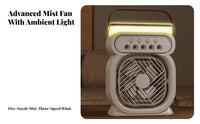 Desktop Misting Fan Colorful Night Light USB Desktop Air Chiller Combination Function USB Humidifier Fan for Students, Office Workers, Dorm Room