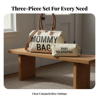 3 Pieces 3 Piece Diaper Bag Set Insulated Pocket Large Capacity Infant Tote Water for Moms, New Parents, Travel, Daily Outings