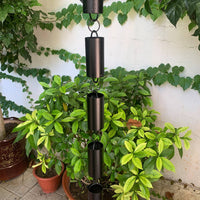 Rain Chain Decorative Rain Chain with Cylindrical Cups Downspout Replacement Aluminum Alloy Gutter Accessory Black