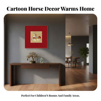 Wealth-Attracting Design Horse Wall Art Auspicious Meaning Good Fortune Wall Decor Decorative Chinese Design Art Piece Ready to Hang for Homeowners, Families, Adults, Living Room, Entryway, Bedroom, Hallway