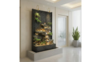Feng Shui Water Wheel Water Feature LED Lighting Artificial Geological Feature Screen Air Humidifying Feng Shui Water Water Feature for Reception Area