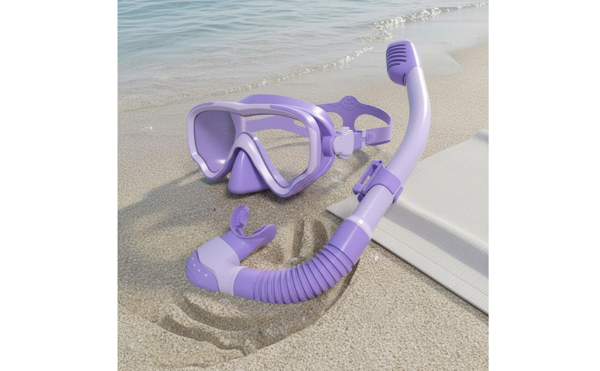 Silicone Skirt Kids Snorkel Set Adjustable Strap Young Snorkeling Gear Anti-Fog Underwater Swimming Mask Set Panoramic View for Vacation