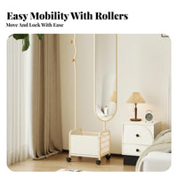 Mobile on Wheels Rolling Valet with Storage Basket Space-Saving Garment Stand 3-in-1 Design Bedroom Furniture for Students, Renters, Adults, Entryway, Dorm Room
