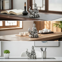 Carved-Style Buddha on Elephant Figurine Compact Buddha Statue with Elephant Peaceful Zen Tabletop Figurine Serene for Buddhists