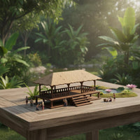 Handmade Gift 1:72 Scale Stilt House Model Natural Wood Material Southeast Asian Pavilion Assembly Kit Educational DIY Wooden House Model Customizable Surface for Hobbyists