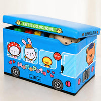 Reinforced Rectangular Kids Storage Ottoman Toy Chest with Lid, Foldable Footrest Stool