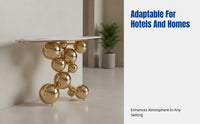 Creative Entryway Table, Luxury Sintered Stone Console, Spherical Stainless Steel Accent, Modern Hallway Decor