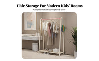unattachedstanding Design kids' Dress-up Rack Stable Base House-Shaped Clothes Rack Side hangers children's Furniture Easy Assembly for Toddlers, Babies, Parents, Bedroom, Playroom, Entryway, Laundry Room