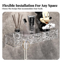 Drilleffortless Installation Water Wave Pattern Rack Heavy-Duty Wall Shelf Drainage Design Household Storage Raised Edges for Homeowners, Renters, Students, Bathroom, Kitchen, Bedroom, Living Room