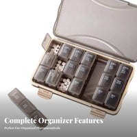 21compartment Weekly pharmaceuticals Planner Portable Design Organizer Snap-Shut Lids