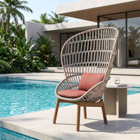 Outdoor Garden Chair, Synthetic Rattan, High Backrest, Lounge Chair, 105x82x152cm