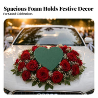 Green Wedding Car Decoration Base Grid-Backed Heart-Shaped Floral Foam 40 Cm Wide Suction-Mounted Floral Base Easy to Use