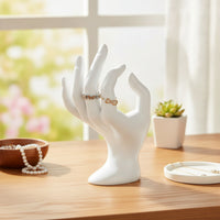 Resin Band Holder Display Hand Stand Sculptural Jewelry Display with Rounded Base Tabletop Hand Jewelry Holder Compact for Vanity Tables