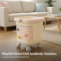 Cute Trash Bin on Wheels Large Capacity Rolling Trash Can Movable Garbage Bin Wide Accessible Ing Wheeled Paper Basket Easy To