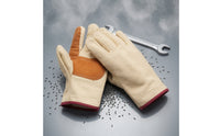 Canvas Gloves with Leather Palm Work Gloves with Reinforced Palm Firm Grip for Machining