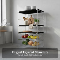 Easy Assembly Bauhaus Design Display Rack Stable Multi-Layer Storage Shelf Heavy Duty Freestanding Metal Bookshelf for Design Enthusiasts, Office Workers, Living Room, Kitchen, Bedroom, Basement