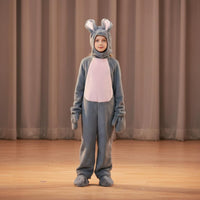 Youngster bunny Costume 4-Piece Set Full Body Hare Suit Hooded Design Hare Full-Body Suit for Parties