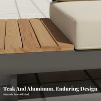 4 Pieces 4-Piece Wooden Sofa Set Weather-Resistant Outdoor Furnishing Water Patio Seating Group for Families, Adults, Terrace, Balcony, Deck