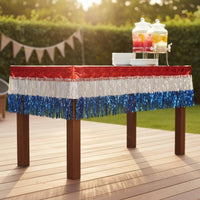 USA 250th Anniversary Red White and Blue Table Skirt Self-Adhesive Patriotic Table Skirt Cut to Size