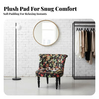 Retro Design Button-Tufted Tub Chair Compact Design Accent Seating Curved Back Indoor Furniture Carved Wooden Legs for Business Owners, Apartment Dwellers, Interior Designers