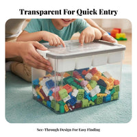 DoubleLayer Block Bin with Sorting Tray High Clarity for Home, Kids, Parents