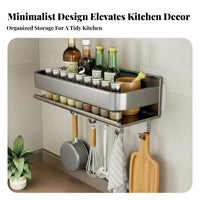 No-Drill Installation Wall-Mounted Cutlery and Seasoning Holder Multi-Functional Multifunctional Utensil Holder Space-Saving Kitchen Organizer Strong Load-Bearing for Renters, Home Cooks, Families, Apartment, Pantry, Coffee Bar, Bathroom