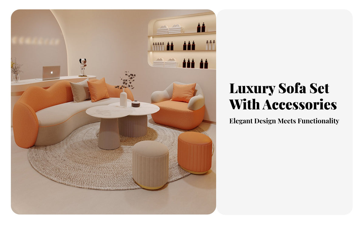 Curved Couch Nordic Design Curved Settee High Resilient Cushion Sofa for Business Owners, Interior Designers, Beauty Salon, Reception Area