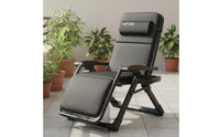 Heavy Duty Folding Recliner Ergonomic Design Adjustable Patio Lounger Detachable Cushion Padded Lounge Chair for Seniors, Balcony, Office