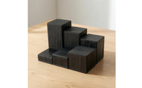 6 Pieces Wooden Display Blocks Solid Wood Modular Riser Blocks Wooden Display Stand Versatile Tiered Riser Stand Geometric