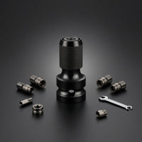 Knurled Grip Hex Square Adapter Spring-Loaded Hex to Socket Adapter Telescoping Sleeve Power Drill Socket Driver Adaptor Anti-Slip