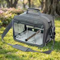 Outdoor Bird Carrier and Small Bird Walking Bag, Breathable Travel Handheld Shoulder Strap Case with Perch and Drip Tray for Parrot Parakeet