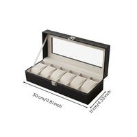 6-Slot Watch Display Box with Window Clear Watch Box Safeguarding Sturdy for Collectors