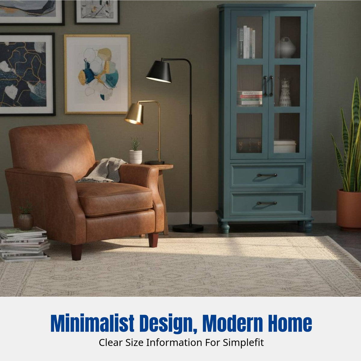 Hardwood Display Cabinet, Glass Door, Multifunctional Storage, Modern Minimalist, Living Room Wall Cabinet