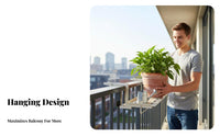 Space-Saving Hanging Railing Planter Easy to suspend & abovethe Pot planter holder Anti-Rust Plant Holder Adjustable hangers for Gardeners, Apartment Dwellers, Homeowners, Balcony, Patio, Fence, Porch