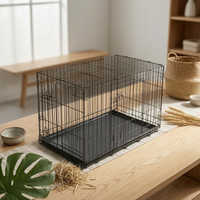 Double Entry Gate Kennel Removable Tray Wire Kennel Crate Black Animal Cage