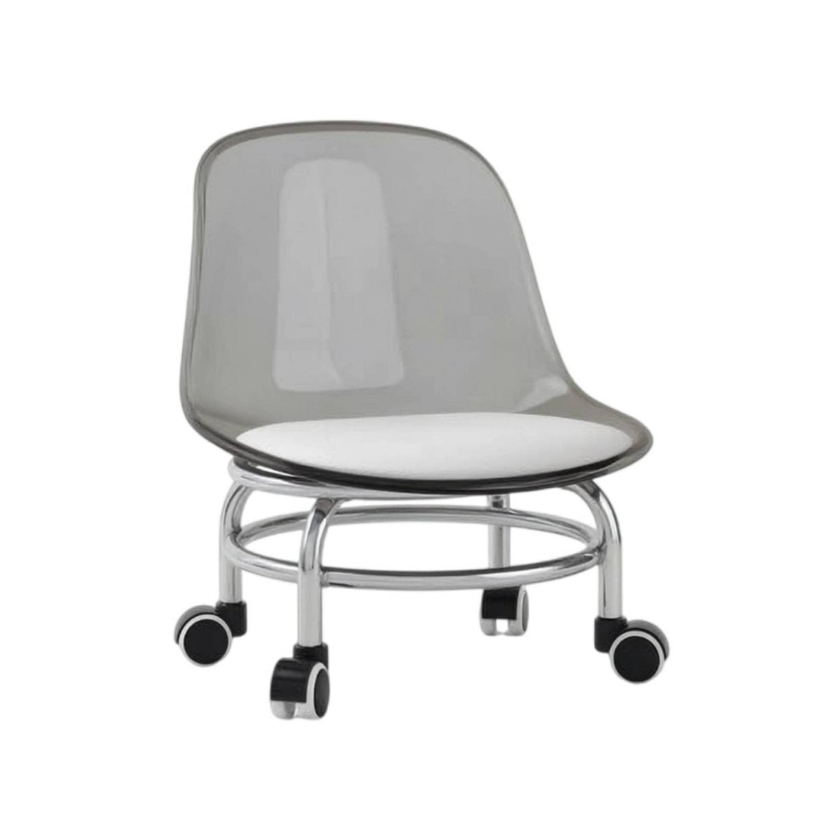 Rolling Acrylic Chair with Wheels Clear Low Wheeled Chair Compact Furniture Swivel for Bedroom