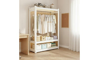 Large Capacity Metal Clothes Rack with Shelves Dust-Proof Curtain Accessible Wardrobe Rack Freestanding Closet System for Bedroom, Small Apartment, Entryway