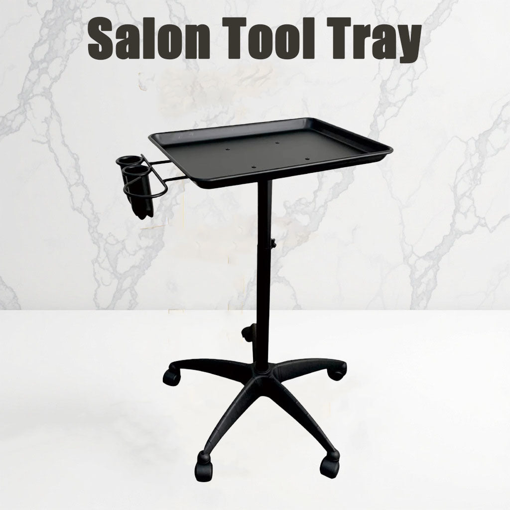 Standing Salon Hairdressing Tool Tray with Aluminum Pan and Nail Art Mobile Storage Rack